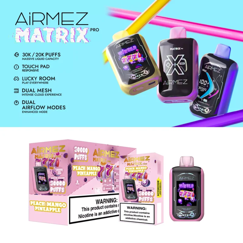 Airmez Matrix Pro 30000 Puffs Rechargeable Disposable Vapes 